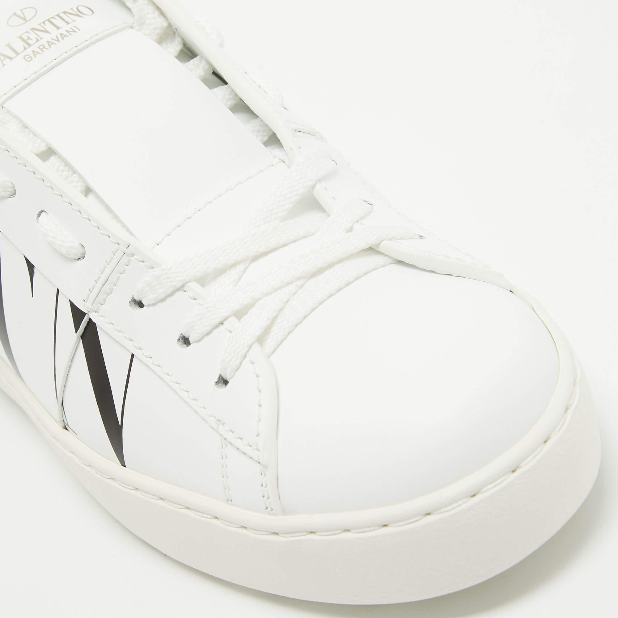 Valentino White Leather VLTN Open Sneakers Size 38 2