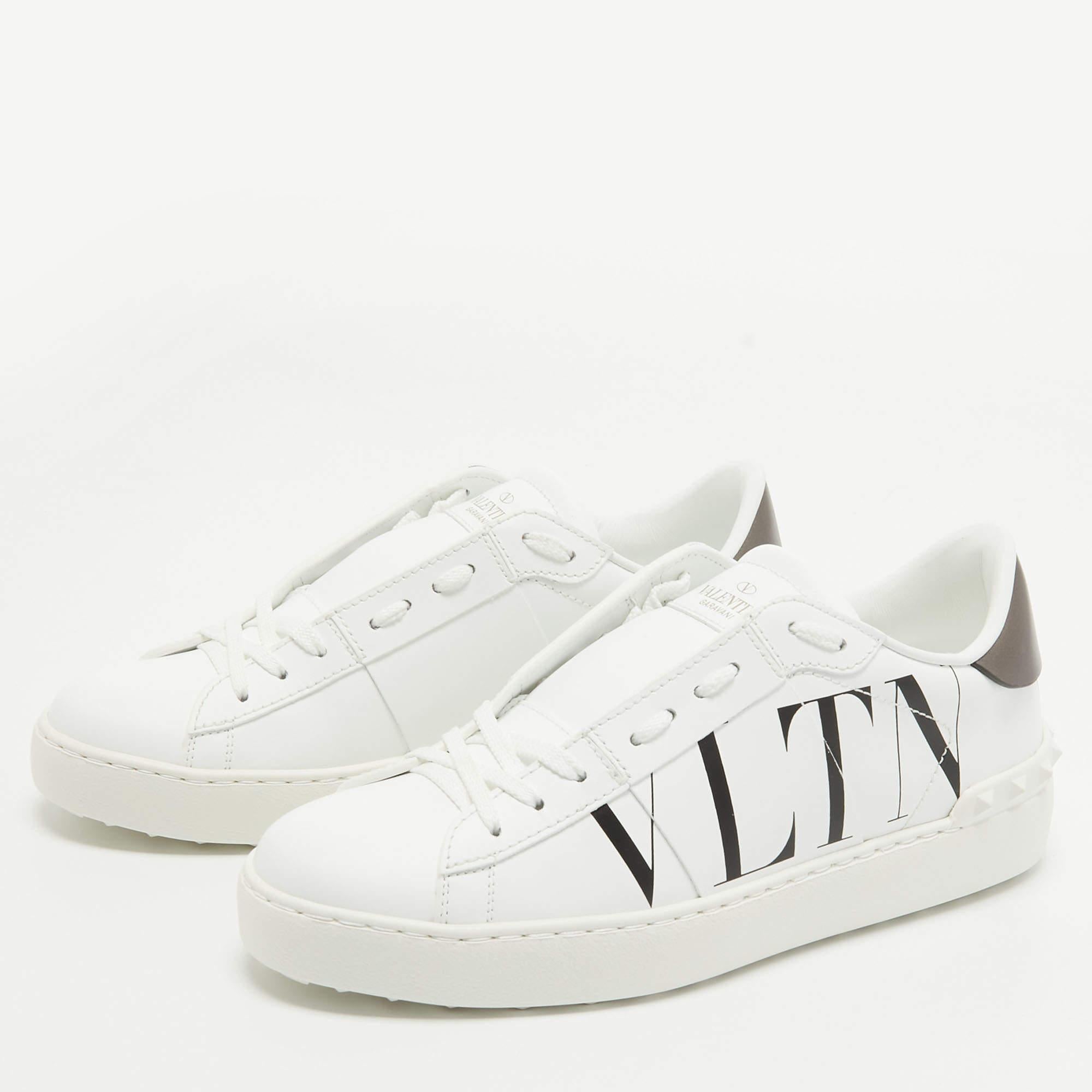 Valentino White Leather VLTN Open Sneakers Size 38 4
