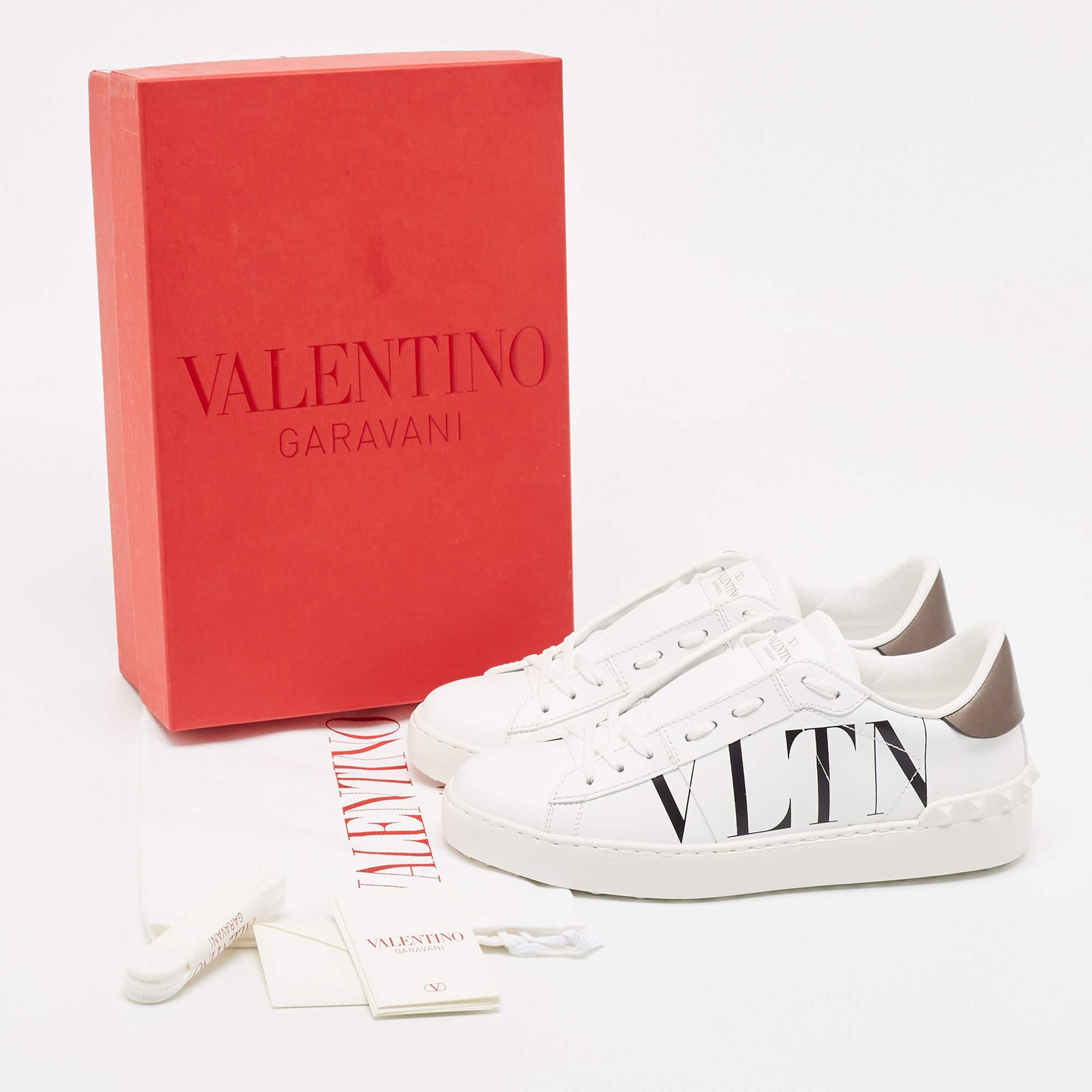 Valentino White Leather VLTN Open Sneakers Size 38 5