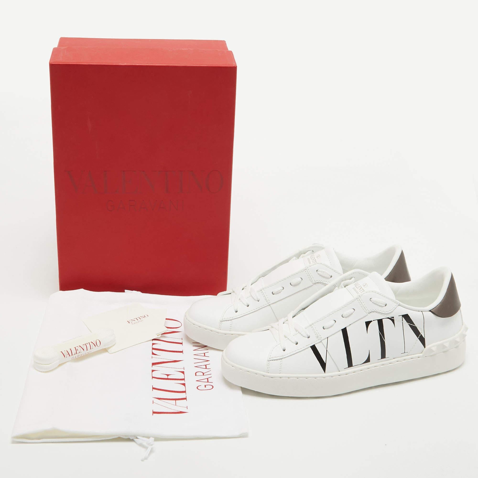 Valentino White Leather VLTN Open Sneakers Size 38 5