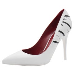 Valentino White Leather VLTN Pointed Toe Pumps Size 38