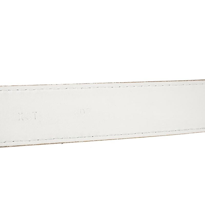 Valentino White Leather Wood Logo Platino Belt 95 CM 1