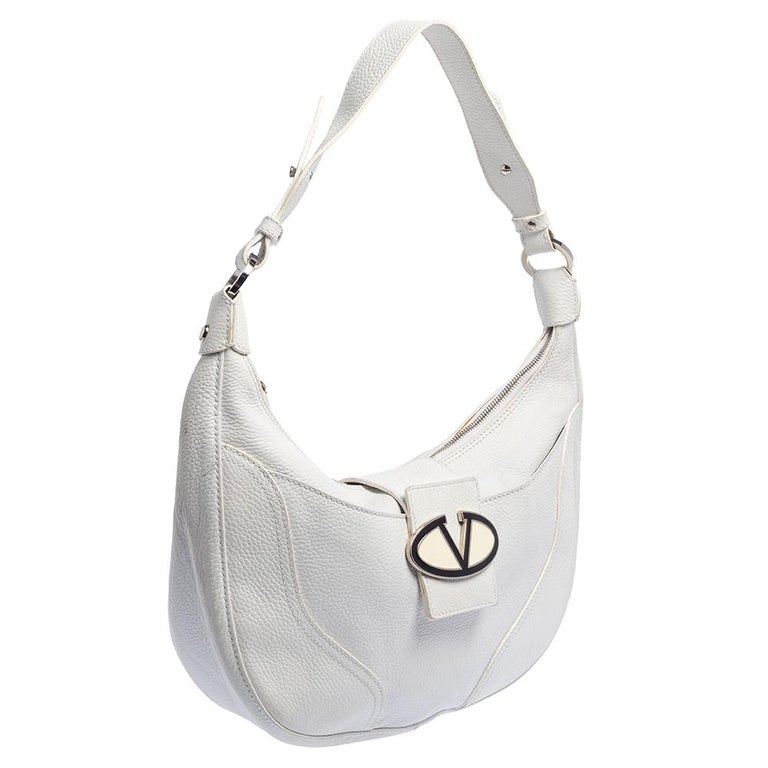 Valentino White Leather Zip Hobo For Sale at 1stDibs