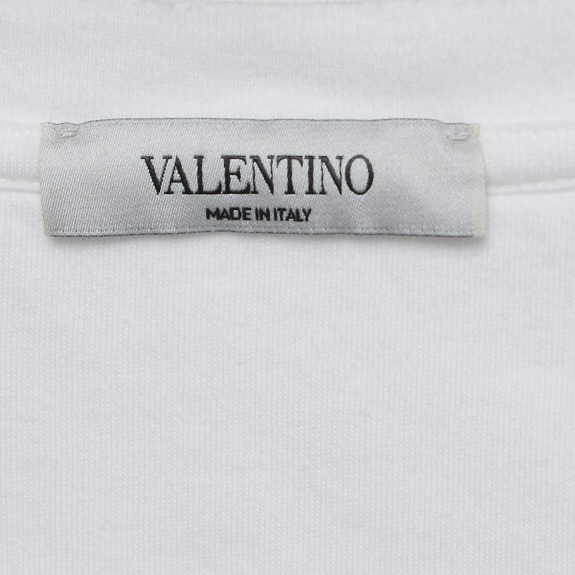 Men's Valentino White Logo Print Cotton T-Shirt L