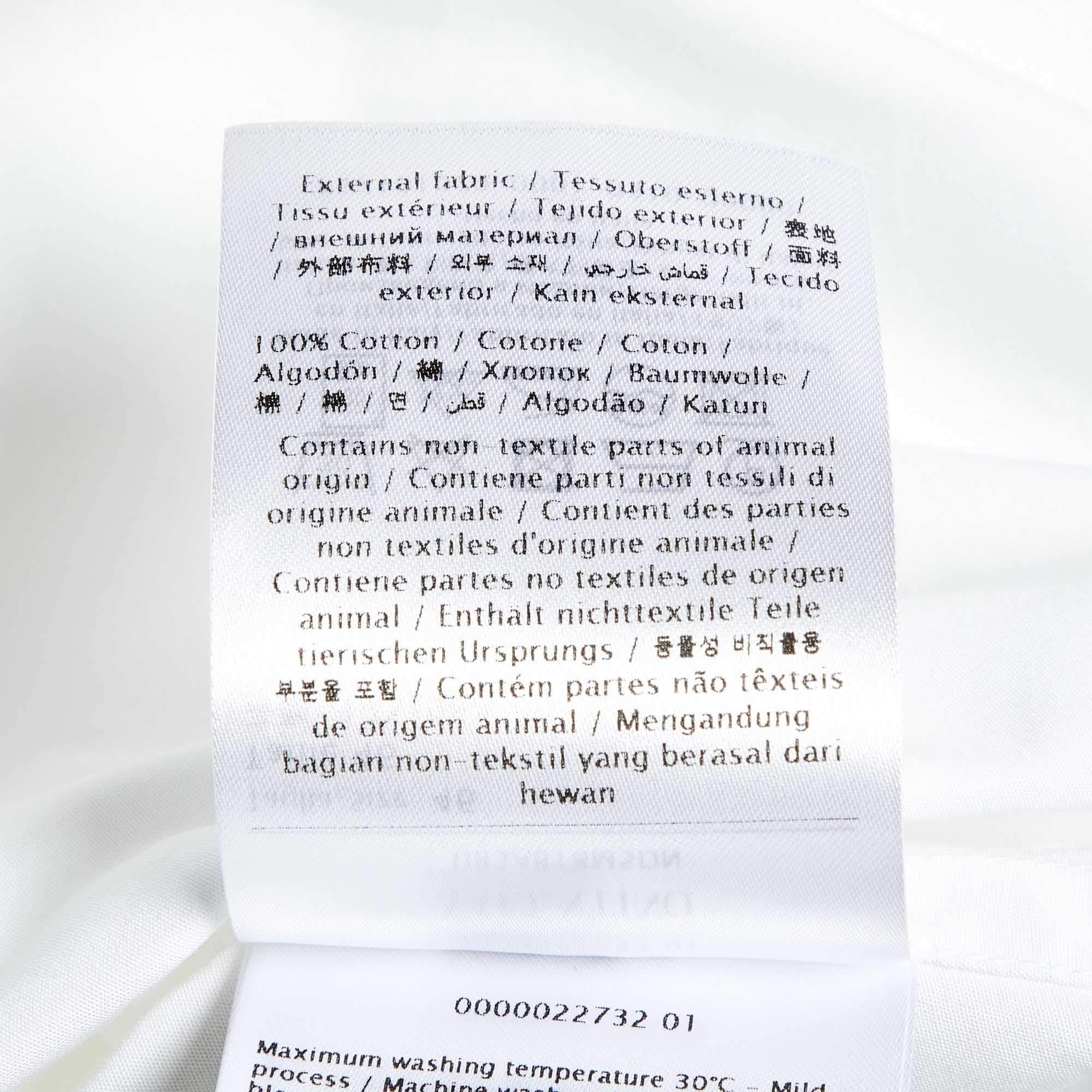 Valentino White Logo Print Poplin Tie-Up Neck Detail Oversize Shirt L For Sale 2