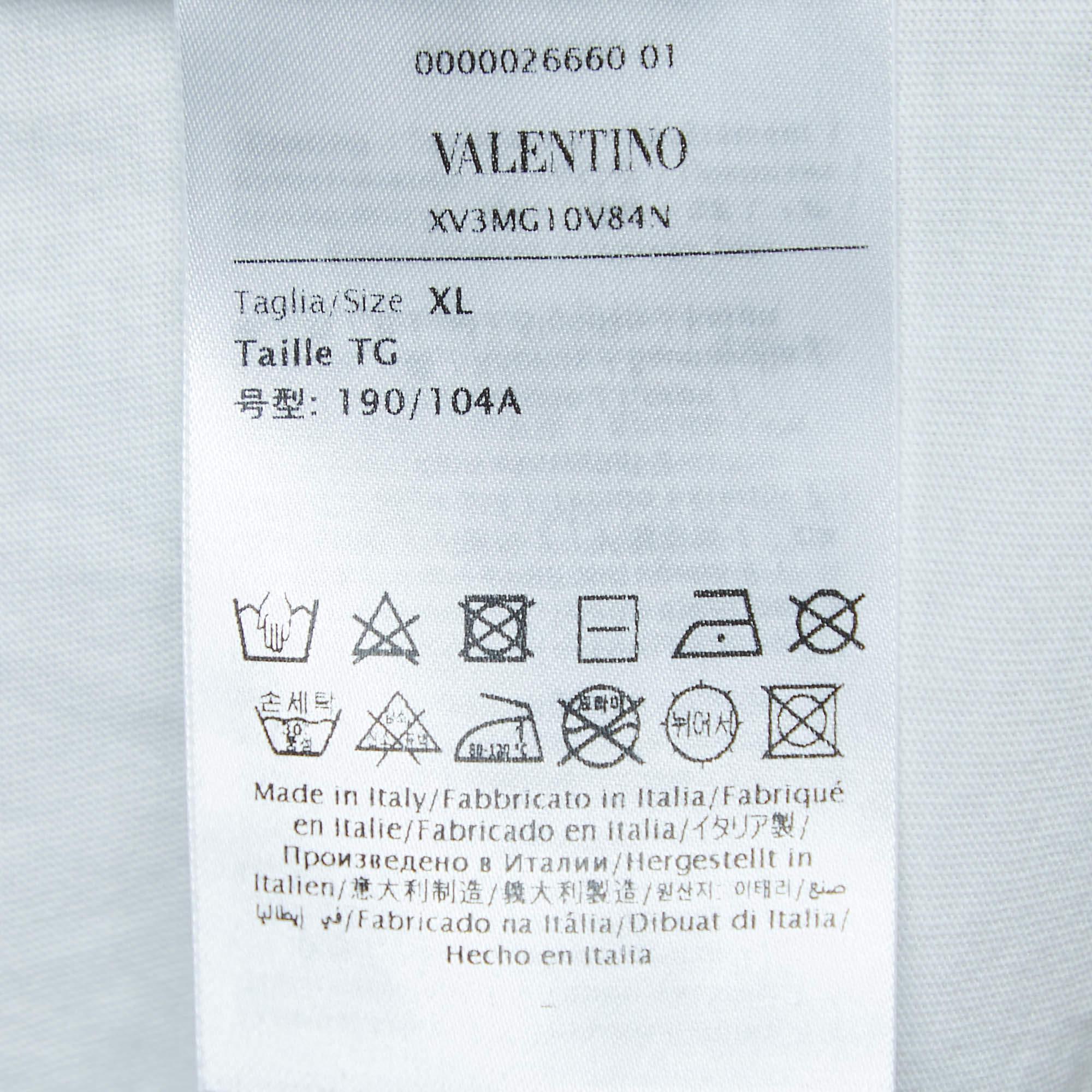 Valentino White/Metallic Cotton Logo-Embossed T-Shirt XL 1