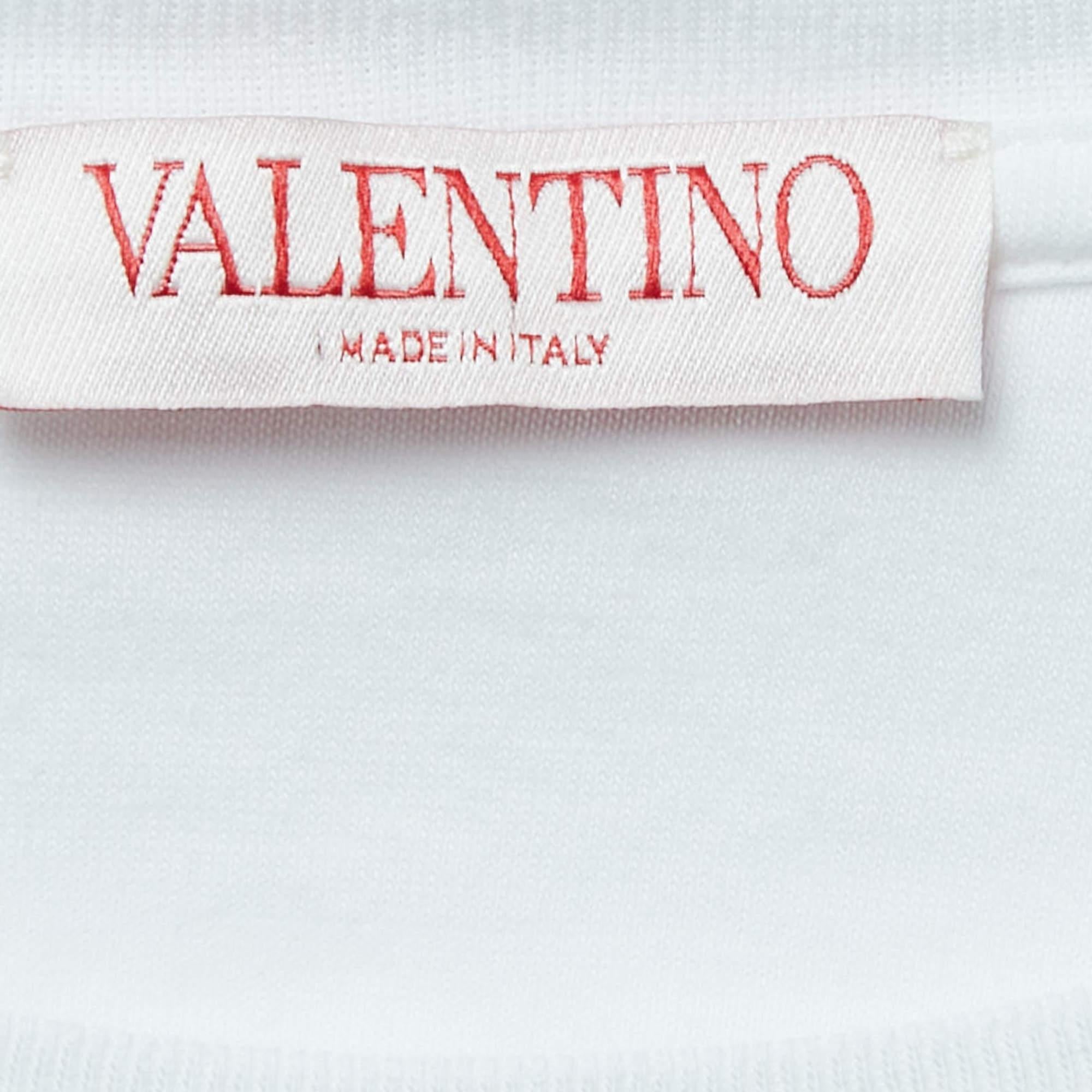 Valentino White/Metallic Cotton Logo-Embossed T-Shirt XL 2