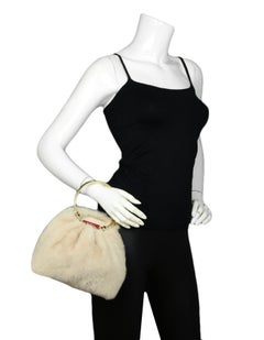 Valentino White Mink Bebop Loop Clutch Bag