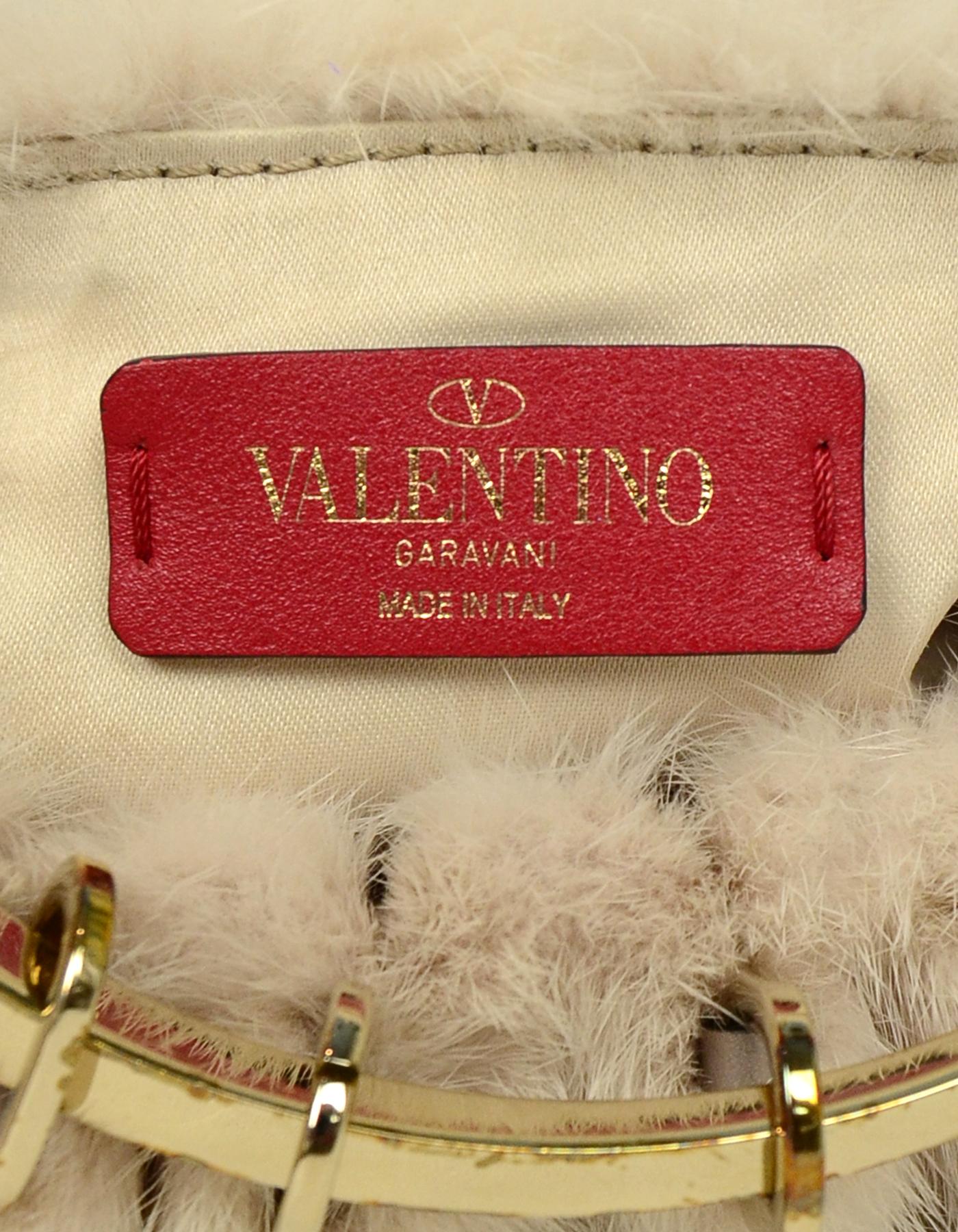 Valentino White Mink Bebop Loop Clutch Bag 2