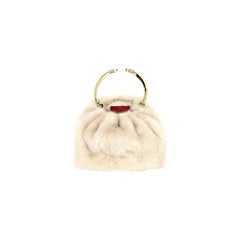 Valentino White Mink Bebop Loop Clutch Bag