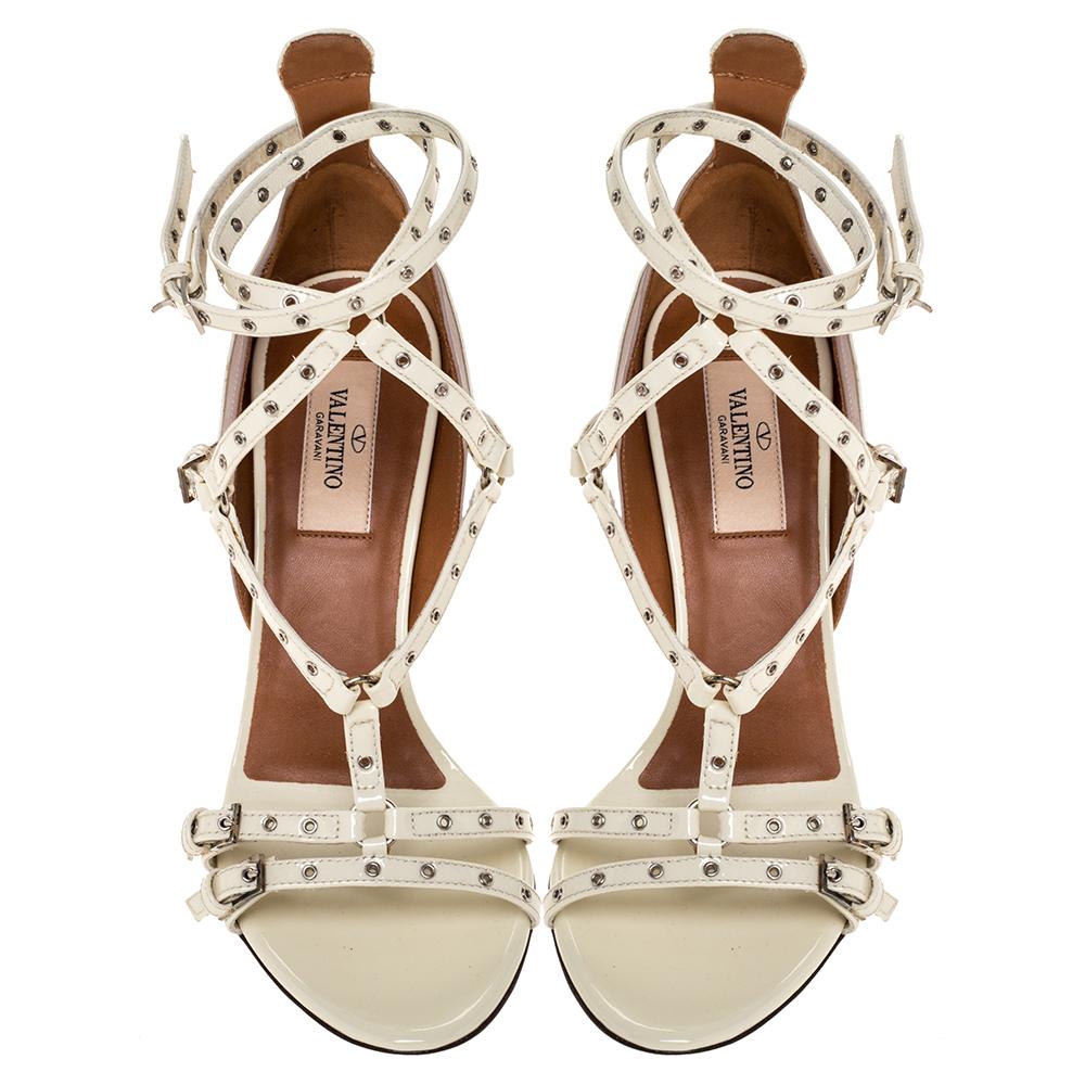 white patent leather sandals