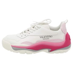 Valentino White/Pink Leather Gumboy Sneakers Size 39