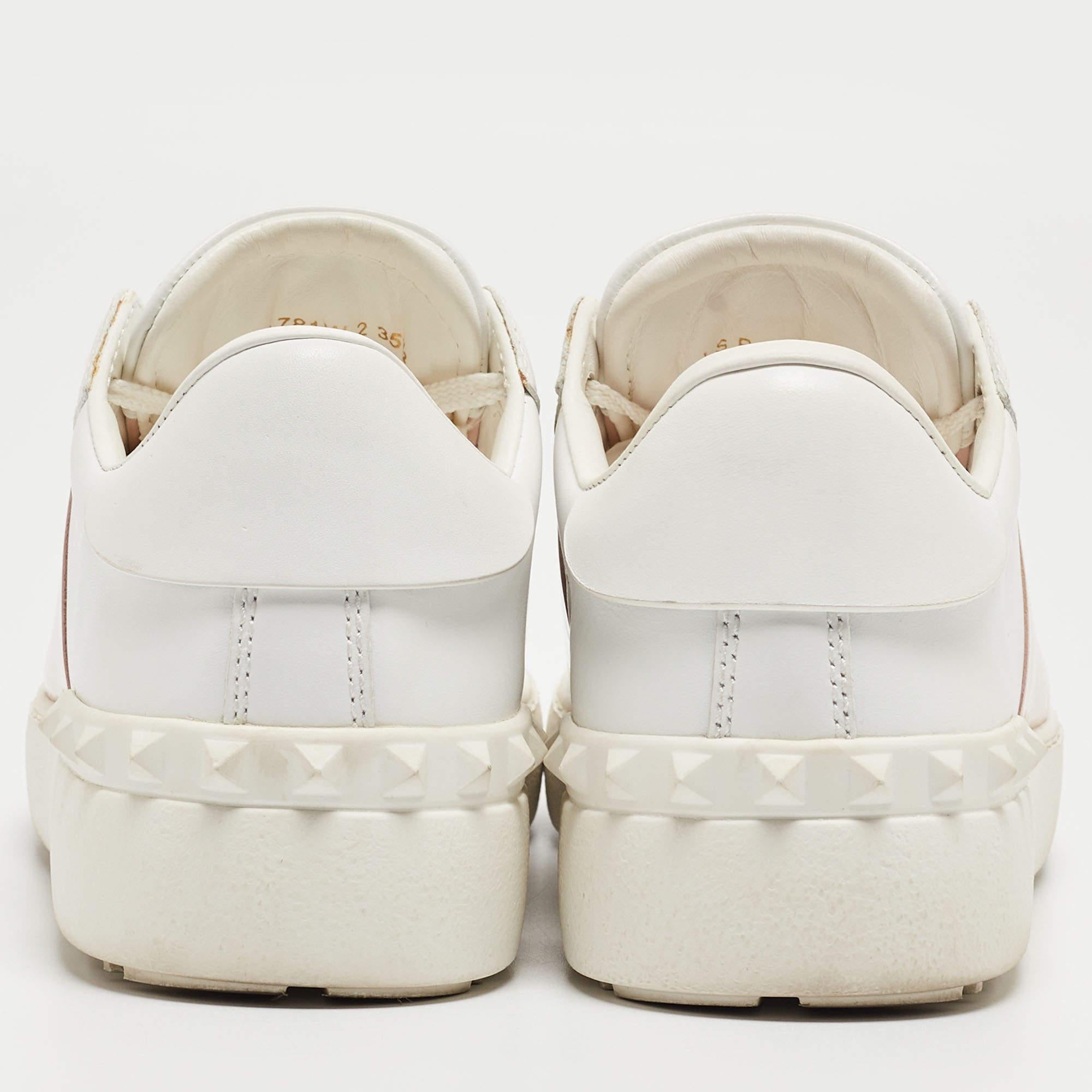 Women's  Valentino White/Pink Patent and Leather Open Sneakers Size 35.5 For Sale
