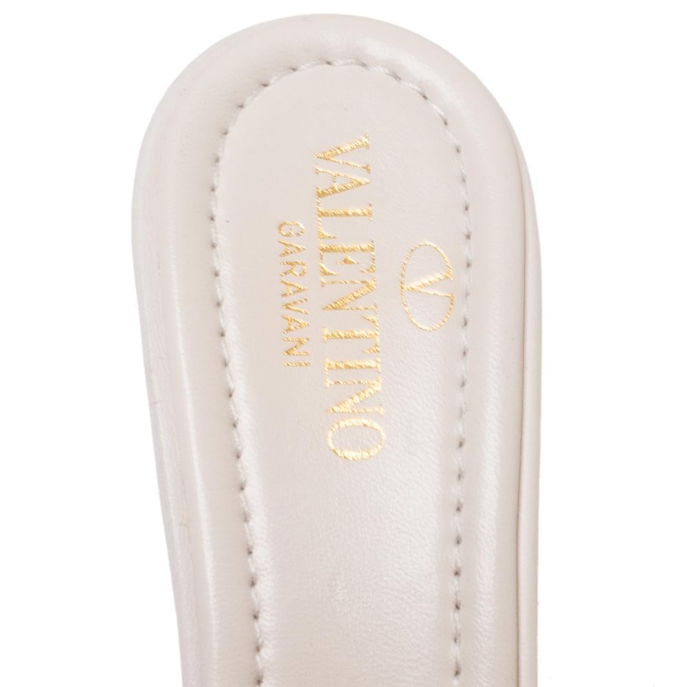 Valentino White Quilted Leather Roman Studs Slide Sandals Size 36 2