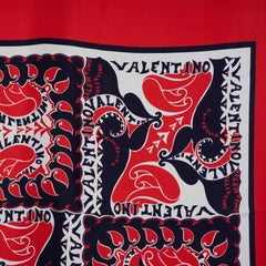 VALENTINO white red navy silk 2022 MANIFESTO TWILL Scarf
