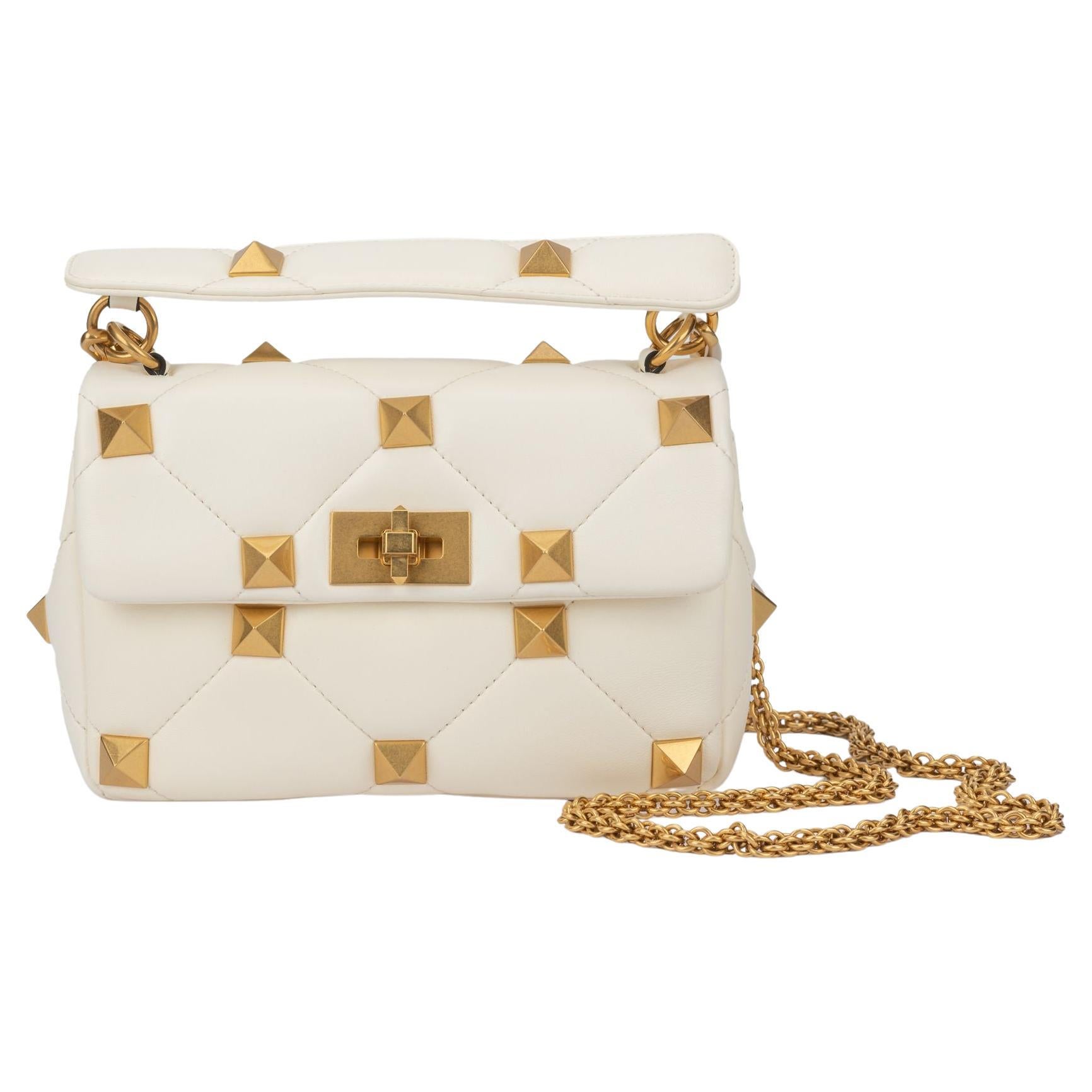 Valentino White  Roman Stud Bag New For Sale