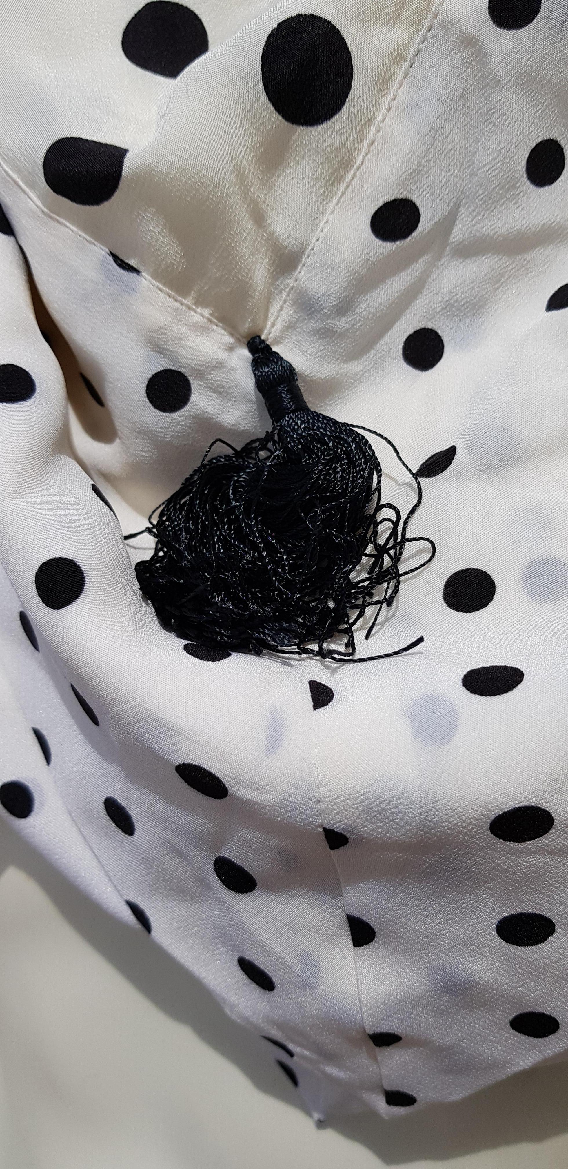 Valentino White Scarf with Black Dots 100% Silk For Sale 3