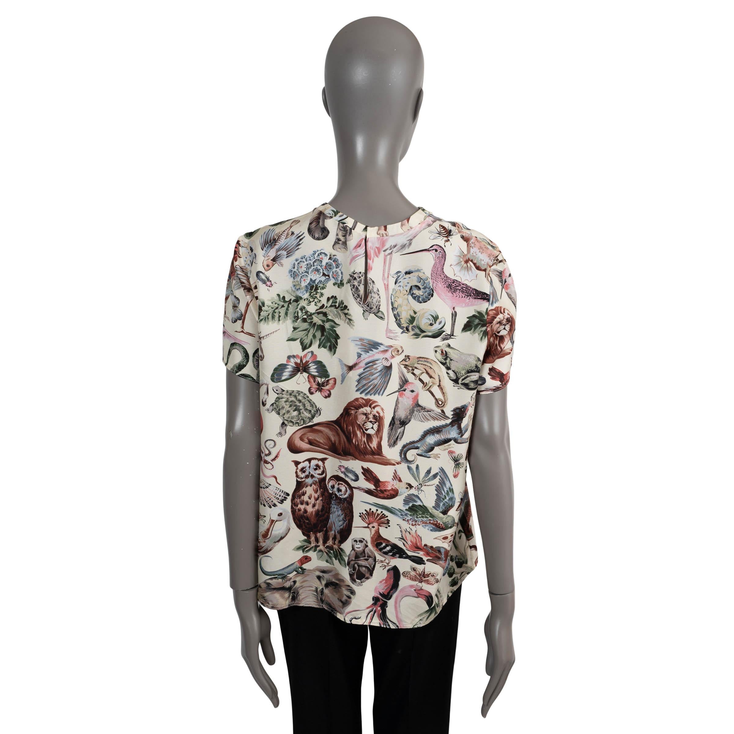 Nero Valentino in seta bianca 2016 FANTASTICAL ANIMAL Maglietta L in vendita