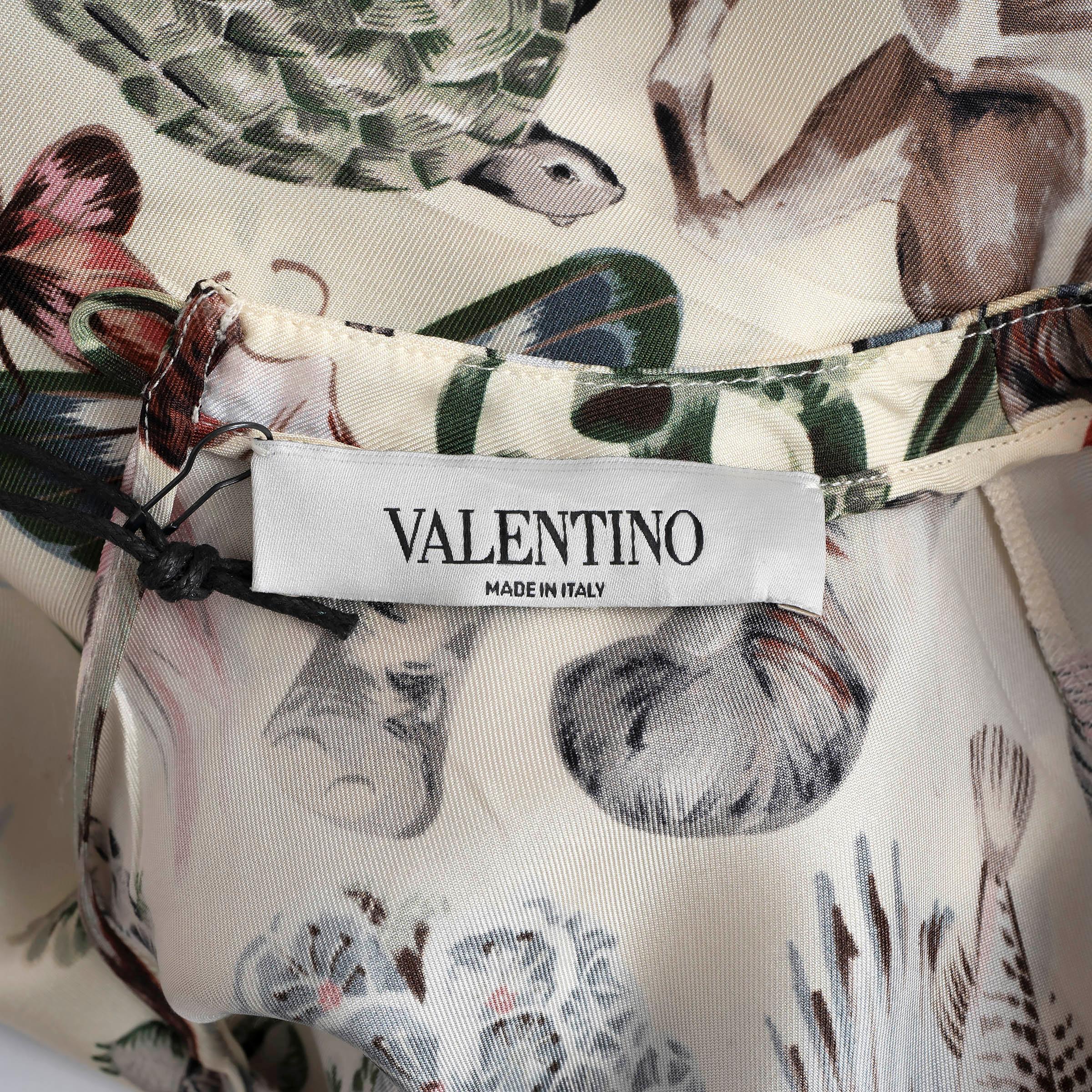 Donna Valentino in seta bianca 2016 FANTASTICAL ANIMAL Maglietta L in vendita