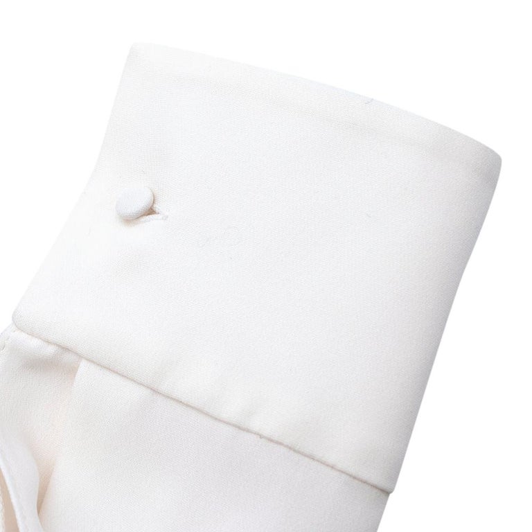 Valentino White Silk Ruffle Neck Cold Shoulder Blouse - Size US 4 For ...
