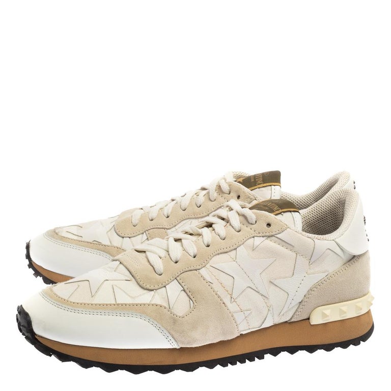 Valentino White Suede And Canvas Rockrunner Sneakers Size 40 For Sale at 1stDibs rockrunners, valentino star sneakers