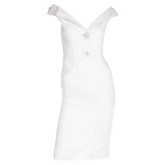 Valentino White Summer Sheath Dress With Mother of Pearl Buttons