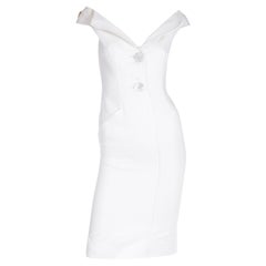 Valentino Vestido blanco de verano con botones de nácar