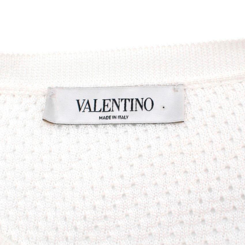 Valentino White Textured Knit Cardigan -  Size M In Excellent Condition For Sale In London, GB