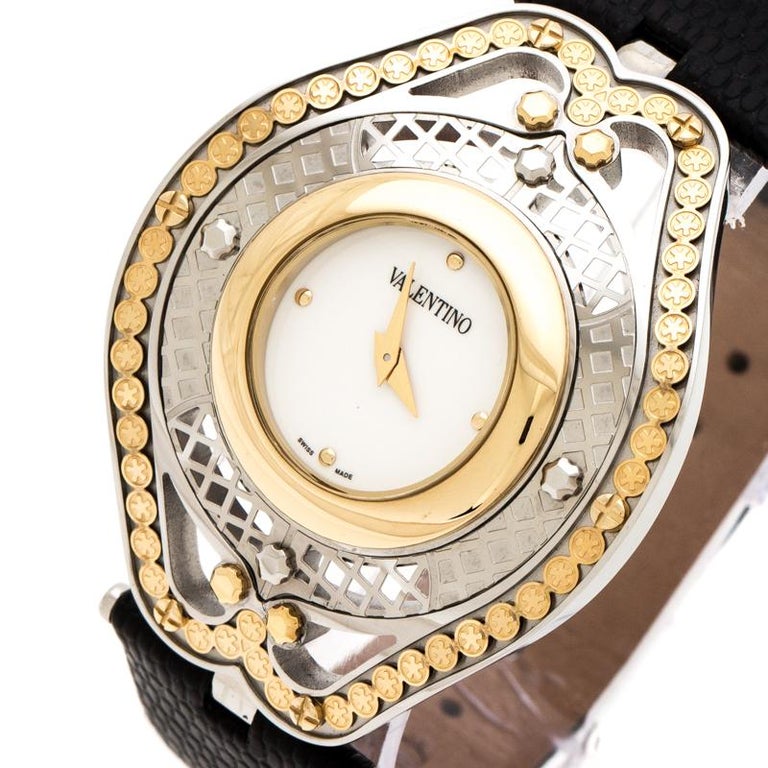 Valentino White Two Tone Stainless Steel Classic V58 Women's Wristwatch