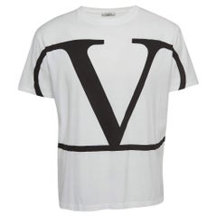 Valentino White V-Logo Print Cotton T-Shirt 2XL