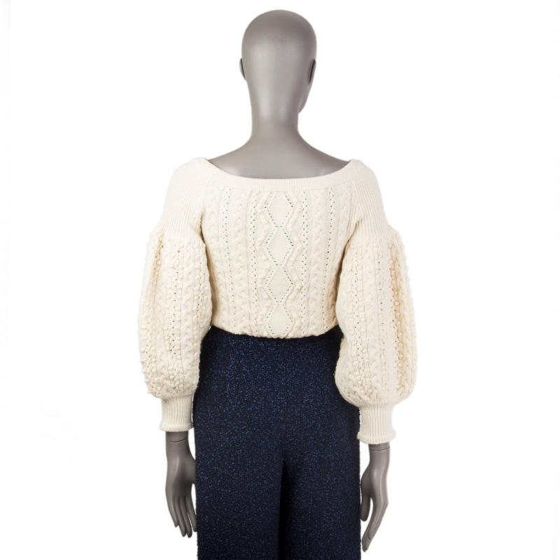 VALENTINO weißer Wolle PUFF SLEEVE CROPPED Pullover S (Weiß)