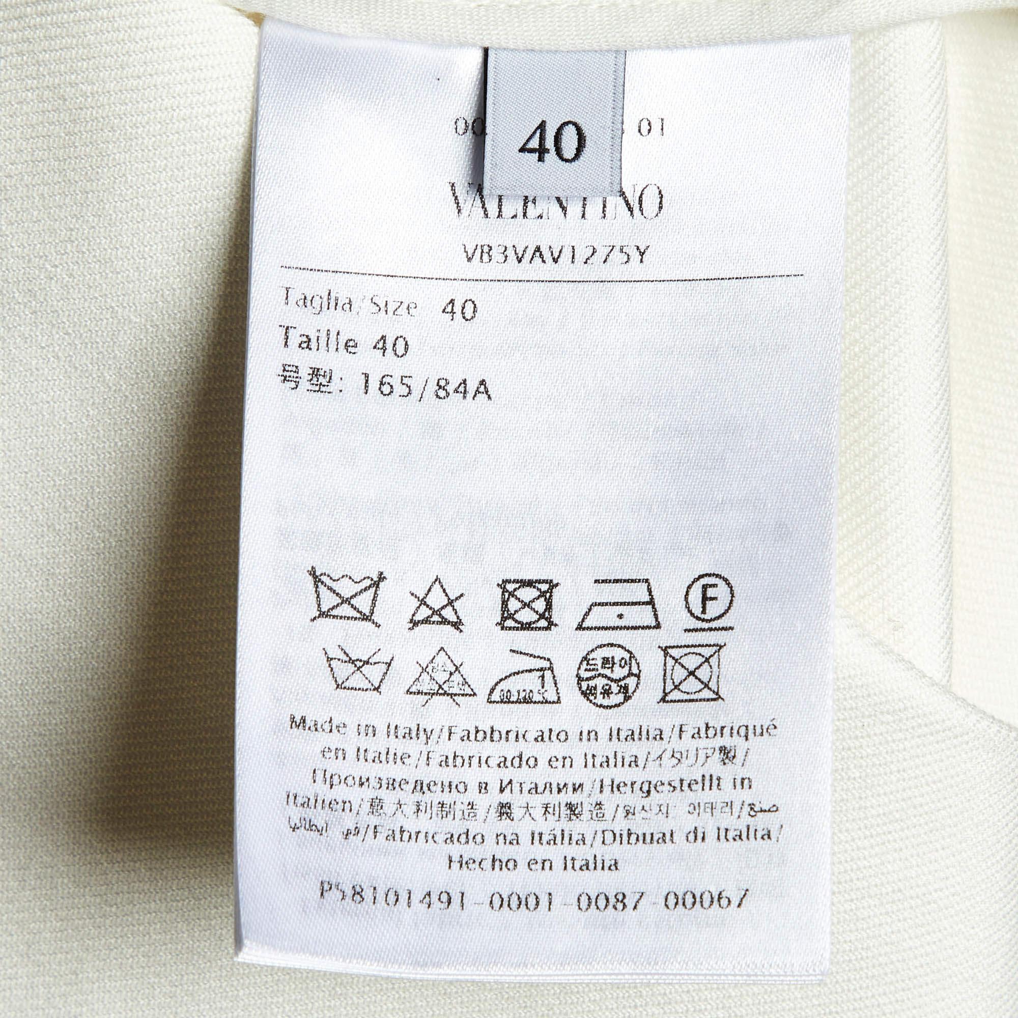 Valentino White World Arazzo Embroidered Cotton Kaftan Dress S For Sale 2
