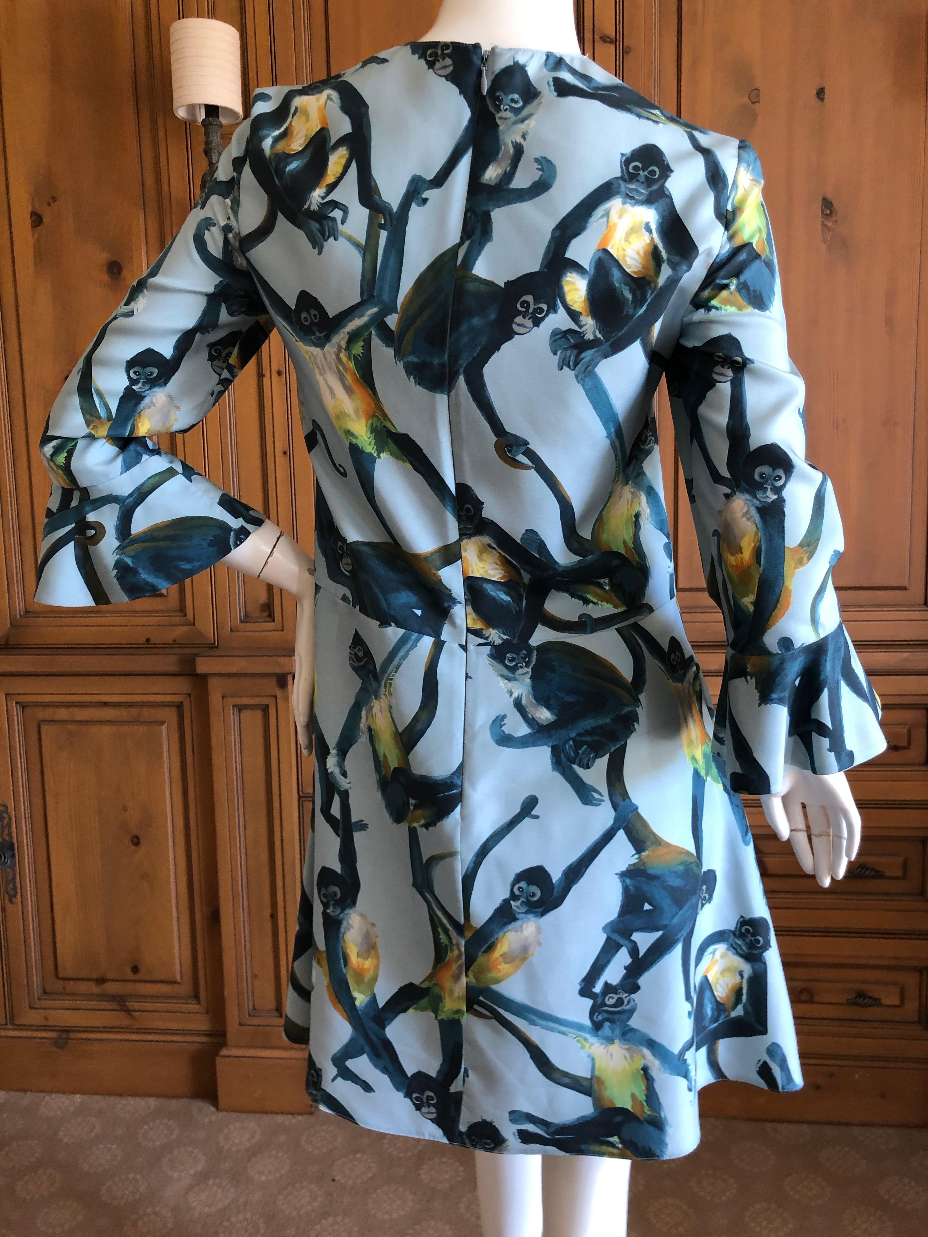 Valentino Witty Vintage Silk Cocktail Dress with Monkey Pattern For Sale 1