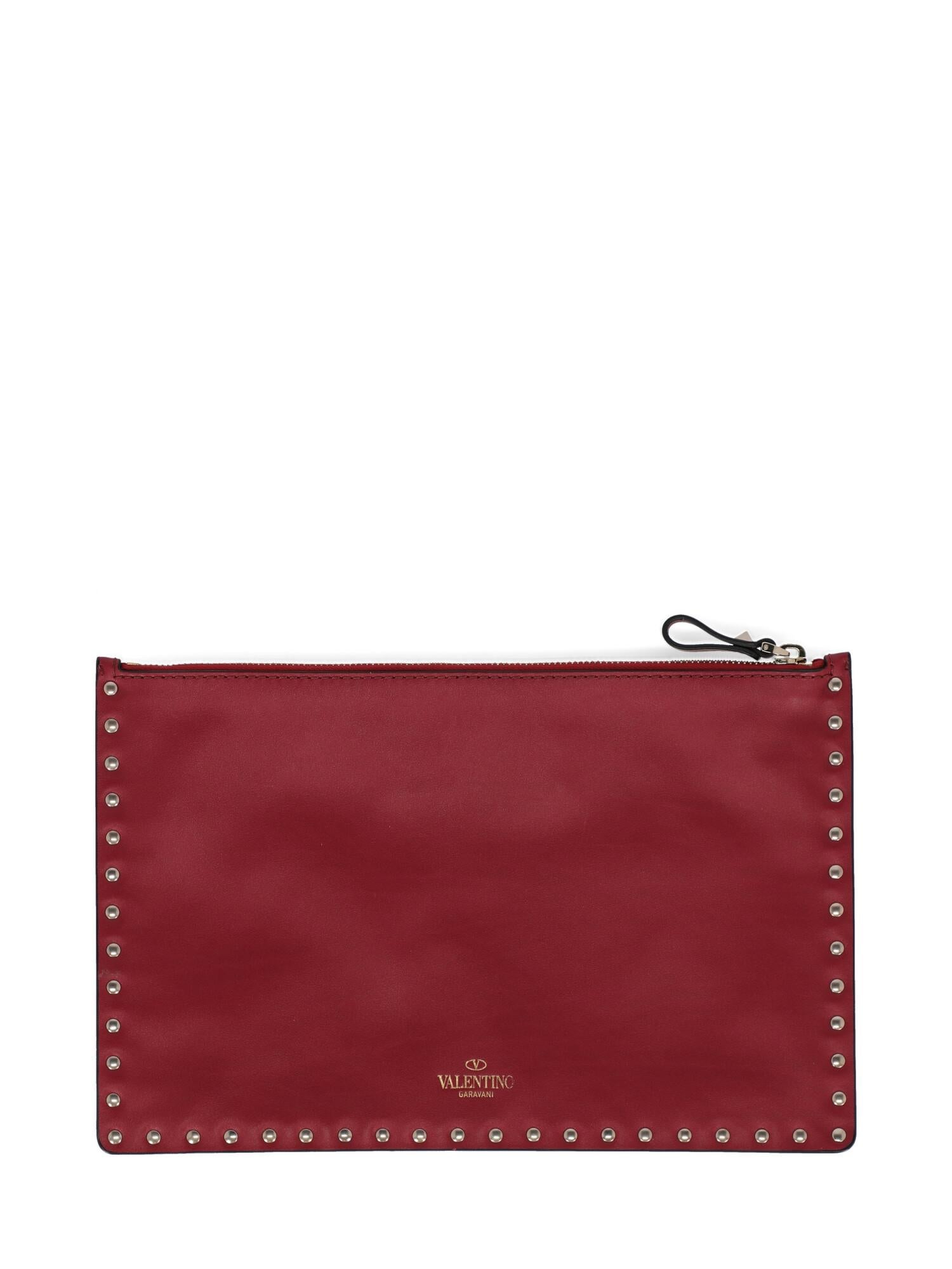 Brown Valentino Woman Handbag Rockstud Red Leather For Sale