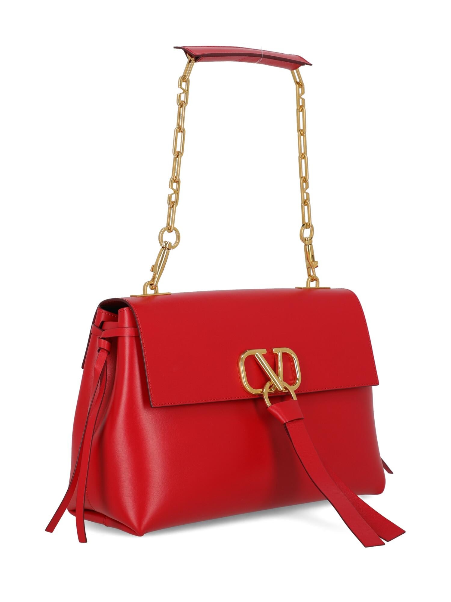 Valentino Woman Shoulder bag VRing Red Leather In Excellent Condition For Sale In Milan, IT