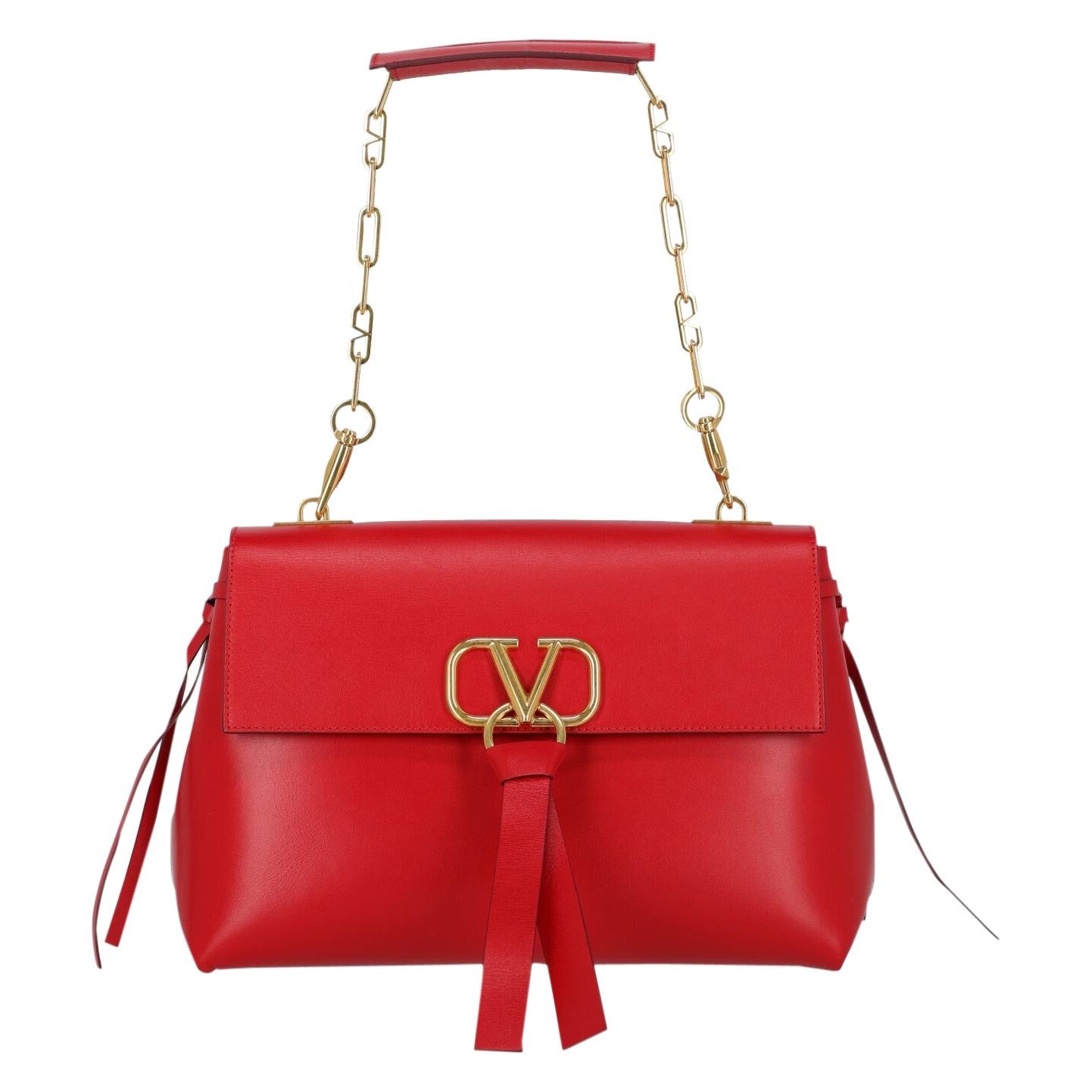 Valentino Woman Shoulder bag VRing Red Leather For Sale