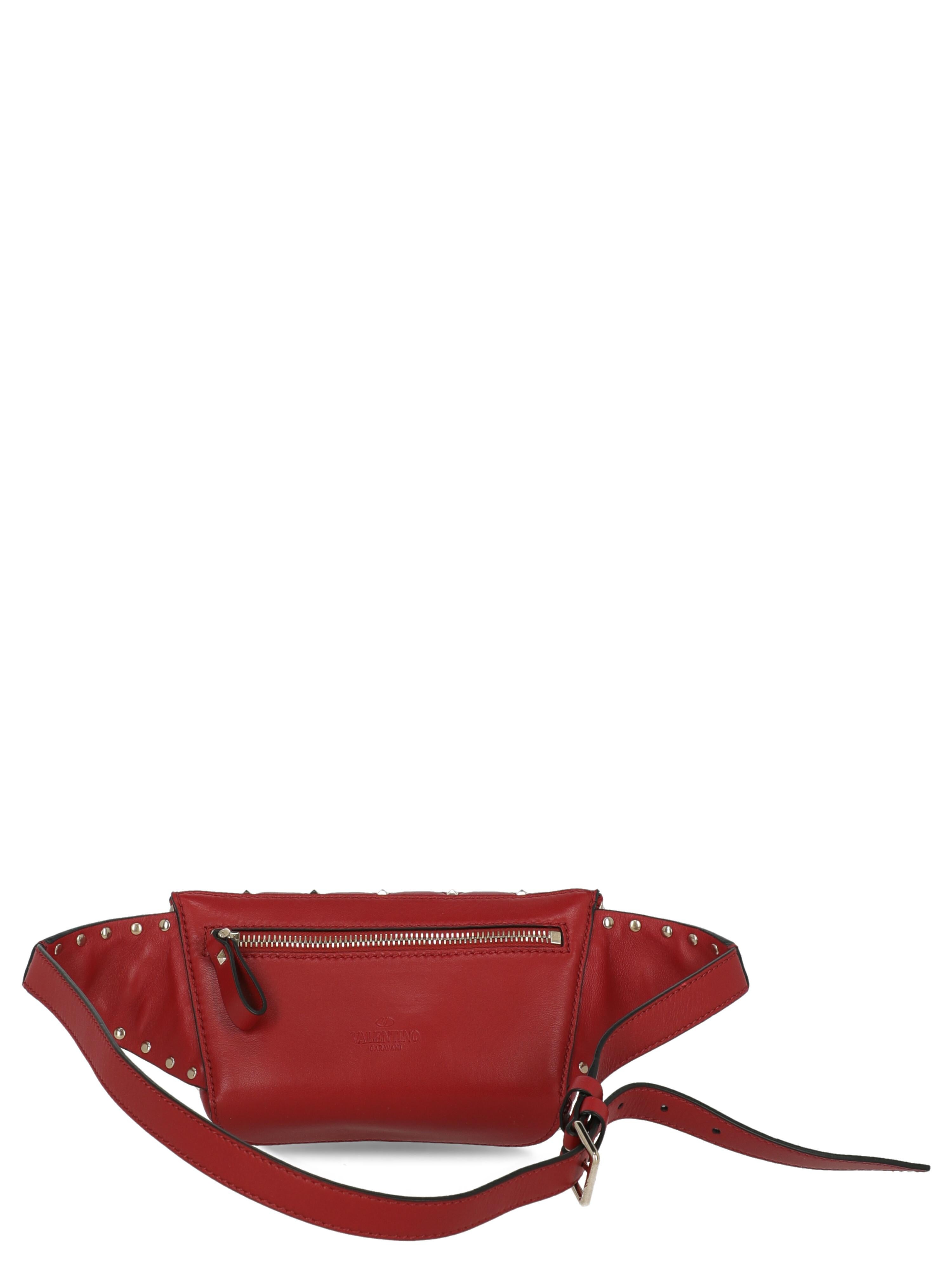Brown Valentino Women  Belt Bags Rockstud Red Leather For Sale