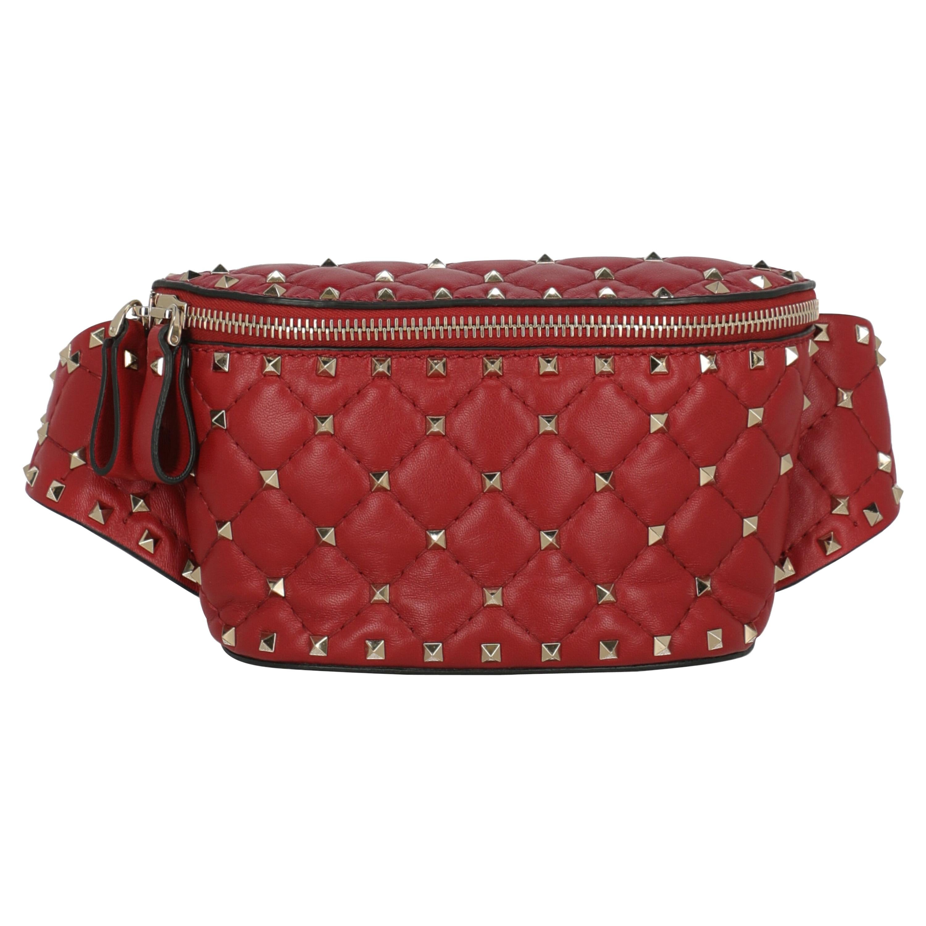 Valentino Women  Belt Bags Rockstud Red Leather For Sale
