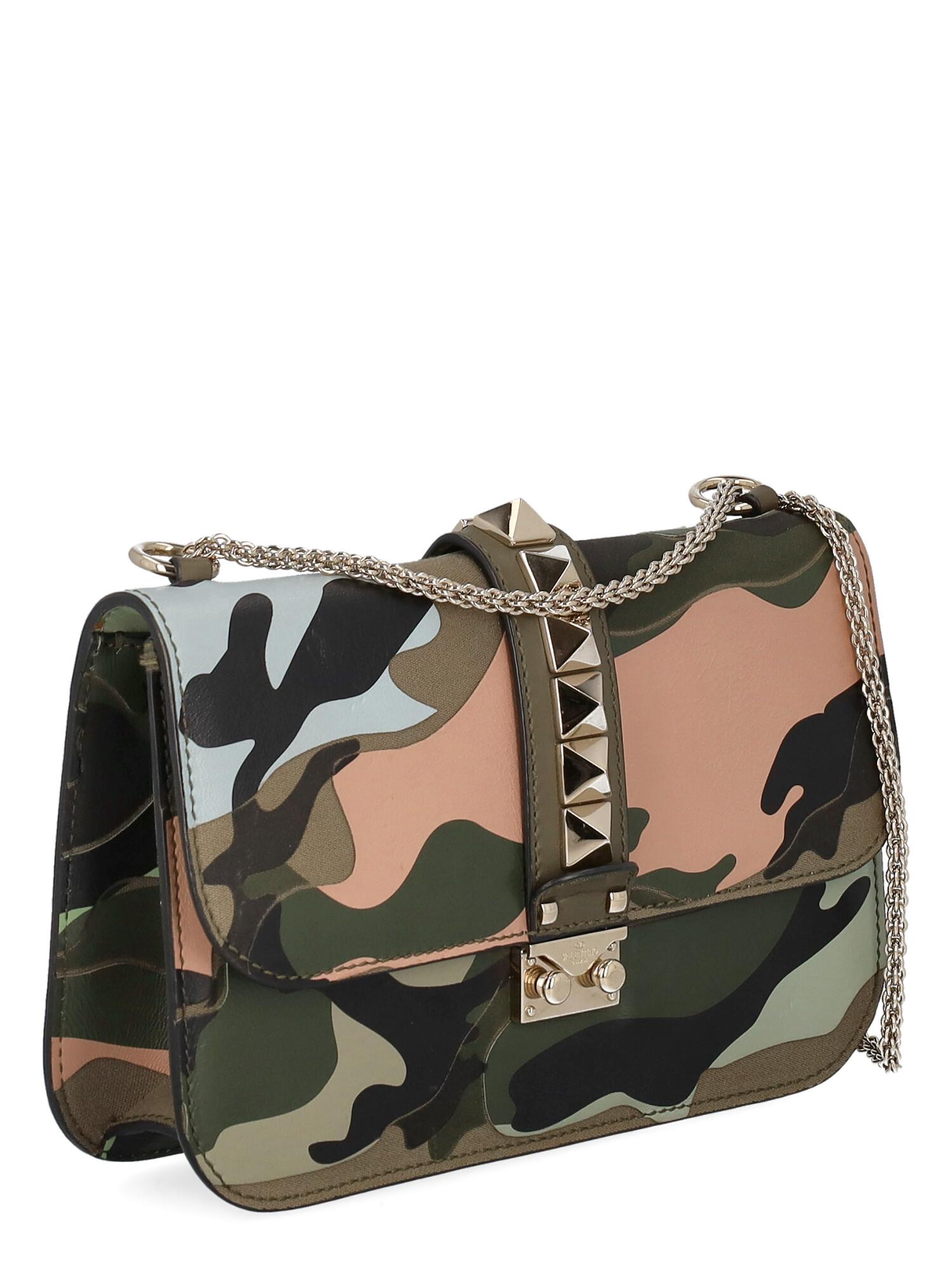 Black Valentino Women Shoulder bags Glam Rock Green, Pink Leather  For Sale