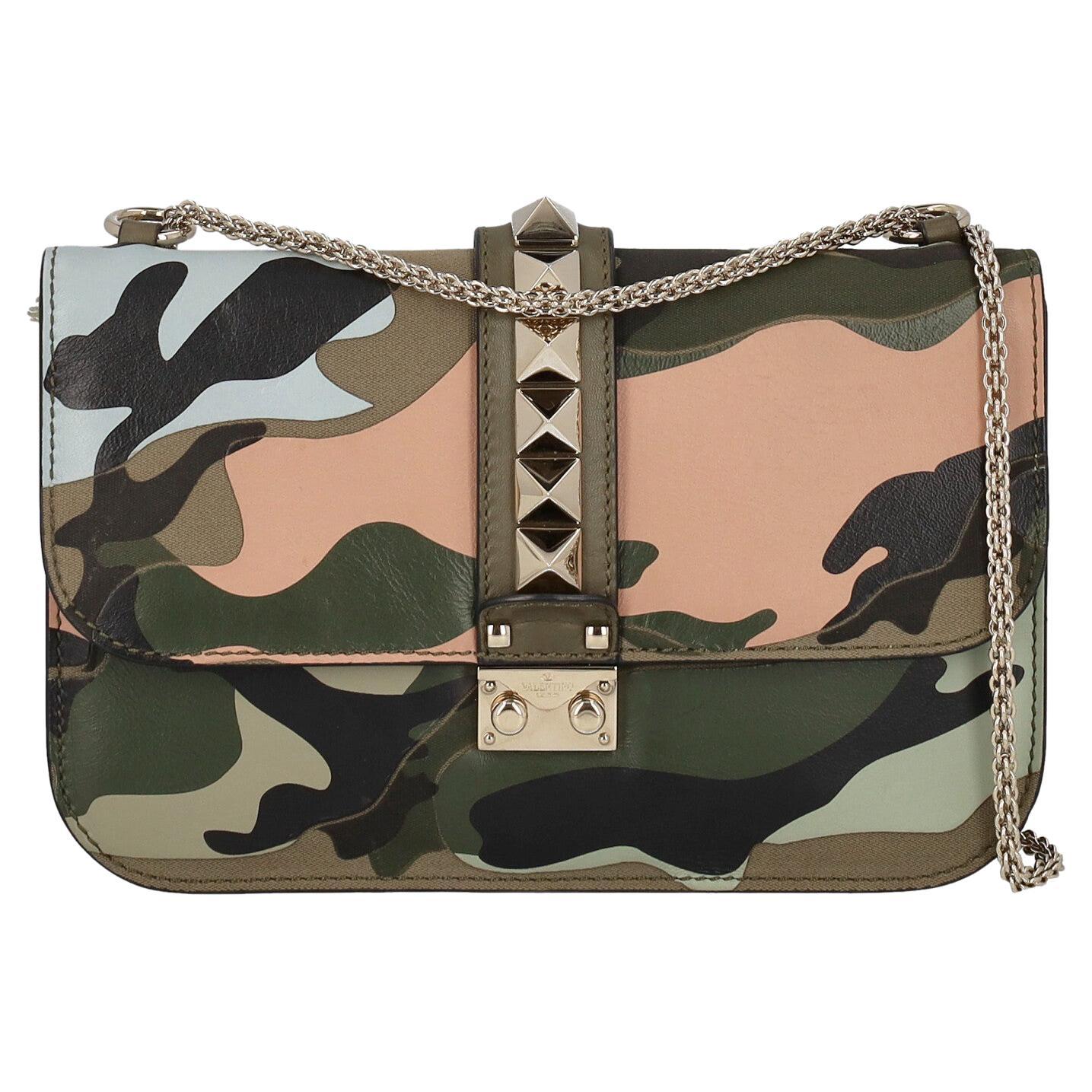 Valentino Women Shoulder bags Glam Rock Green, Pink Leather  For Sale