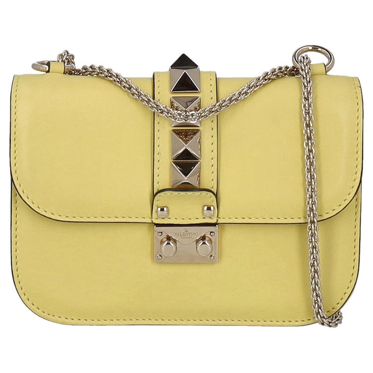 Valentino Women Shoulder bags Glam Rock Yellow Leather For Sale at 1stDibs