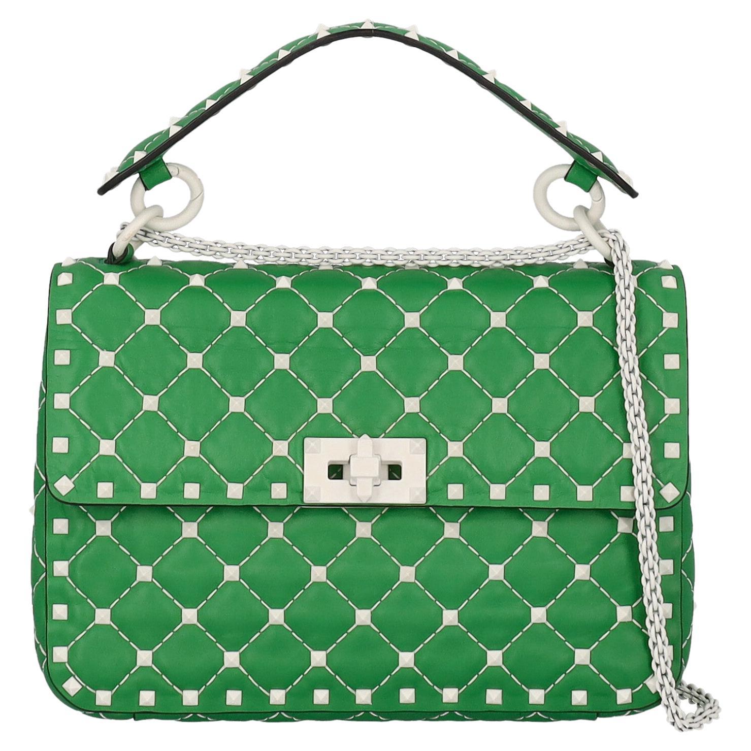 Valentino Women Shoulder bags Rockstud Green Leather For Sale at 1stDibs
