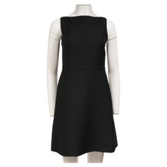 Valentino Womens Back Bow Tie Mini Dress Size IT 40 Black Wool Silk Above Kneee