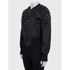 Valentino Women's Black Cropped Jacket IT 40 Beaded Zip Pre-Owned