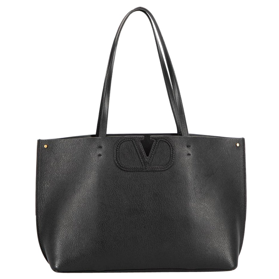 Valentino Women
s Black Leather V Tote Bag