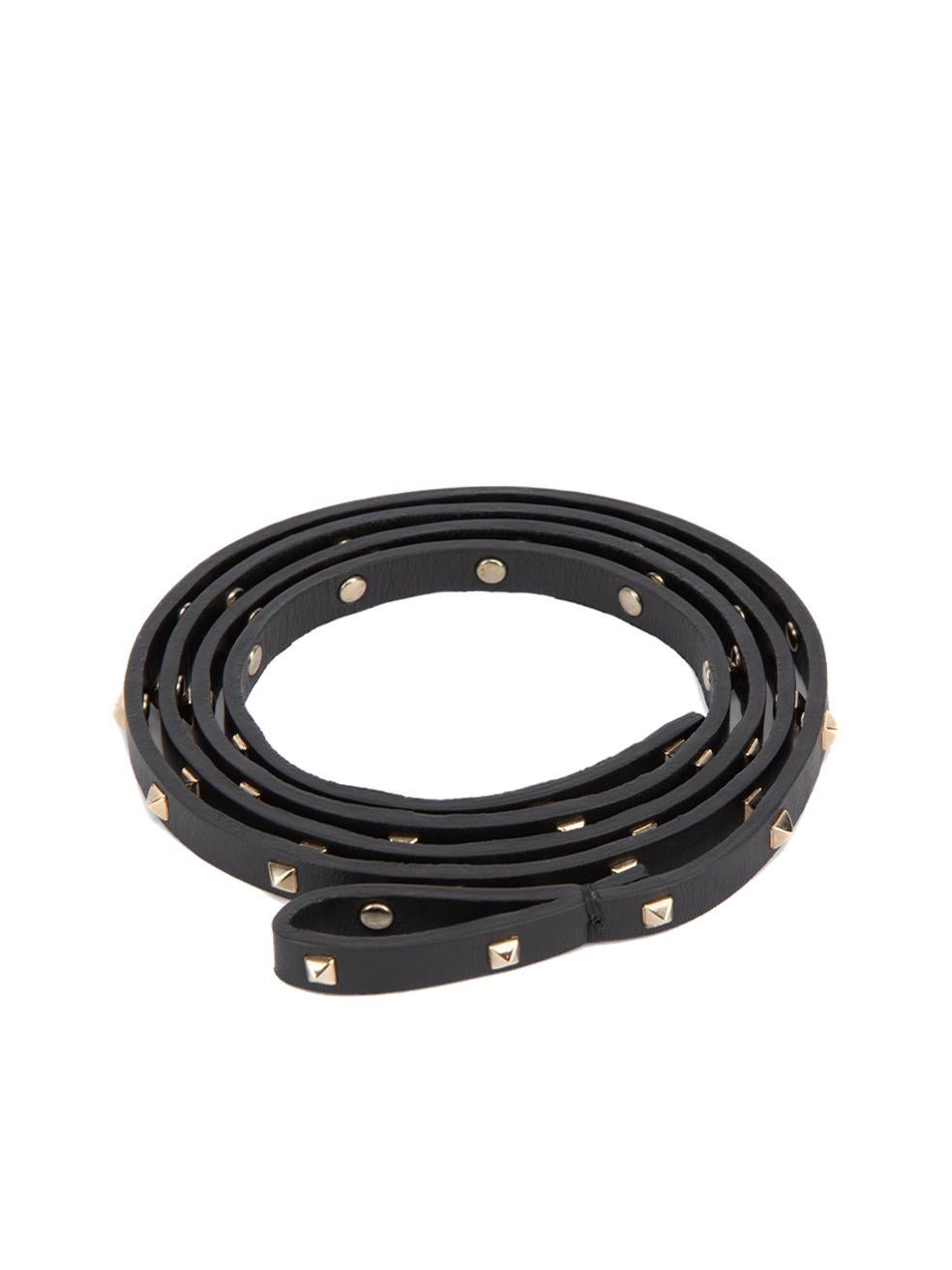 CONDITION is Very good. Hardly any visible wear to belt is evident on this used Valentino designer resale item. This item includes the original dustbag and box.  Details  Black Leather Rockstud embellishments Wrap belt Box included      Made in