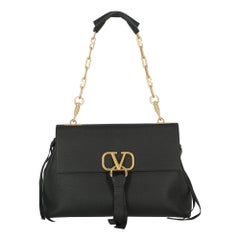 Valentino Women's Handbag V-Ring Black Leather