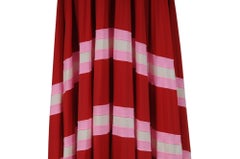 Valentino Damen-Maxirock mit Streifen und Falten, Größe XL, rot-rosa, mit Kordelzug in der Taille