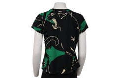 Valentino Womens Panther Jaguar T Shirt Size Large Top Green Black Cotton