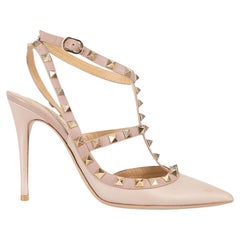 Valentino Women's Pink Leather Rockstud Pointed Toe Heels